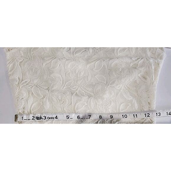 Material Girl Bodycon Dress Size Medium Ivory Lace Lined Sheer Hem & Sleeves0 - Picture 7 of 10